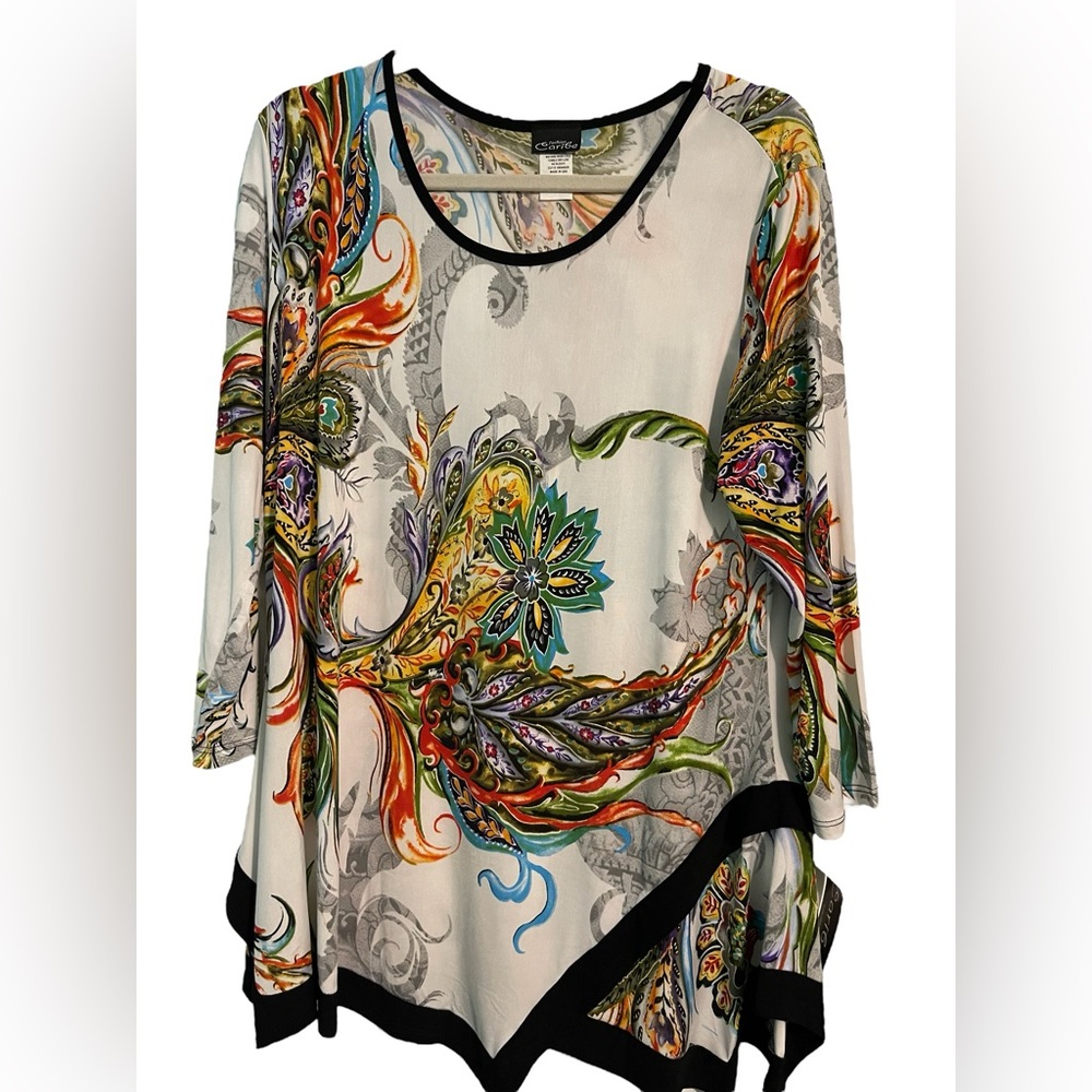 Caribe Large Top with Asymmetrical Hem, NWT